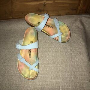 Baby Blue Rainbow Birkenstock Mayari Thong Sandals sz 39 / 8-8.5